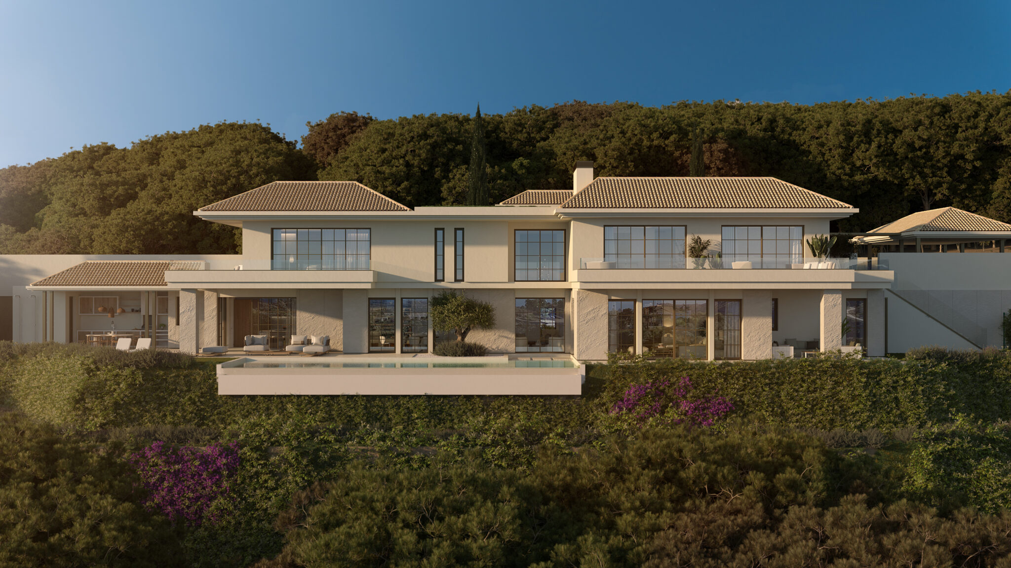 Elegant contemporary villa with panoramic views and infinity pool in El Quejigal, Marbella Club Golf Resort Benahavís.