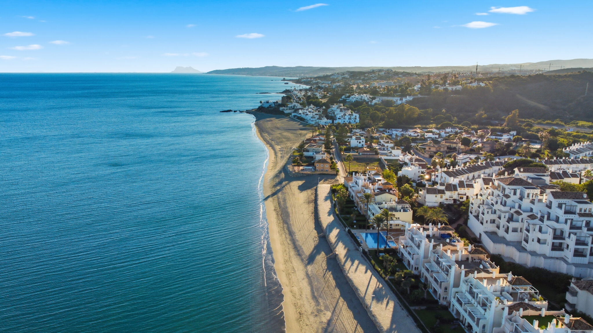 Aerial view of Estepona coastline near the beachfront apartment