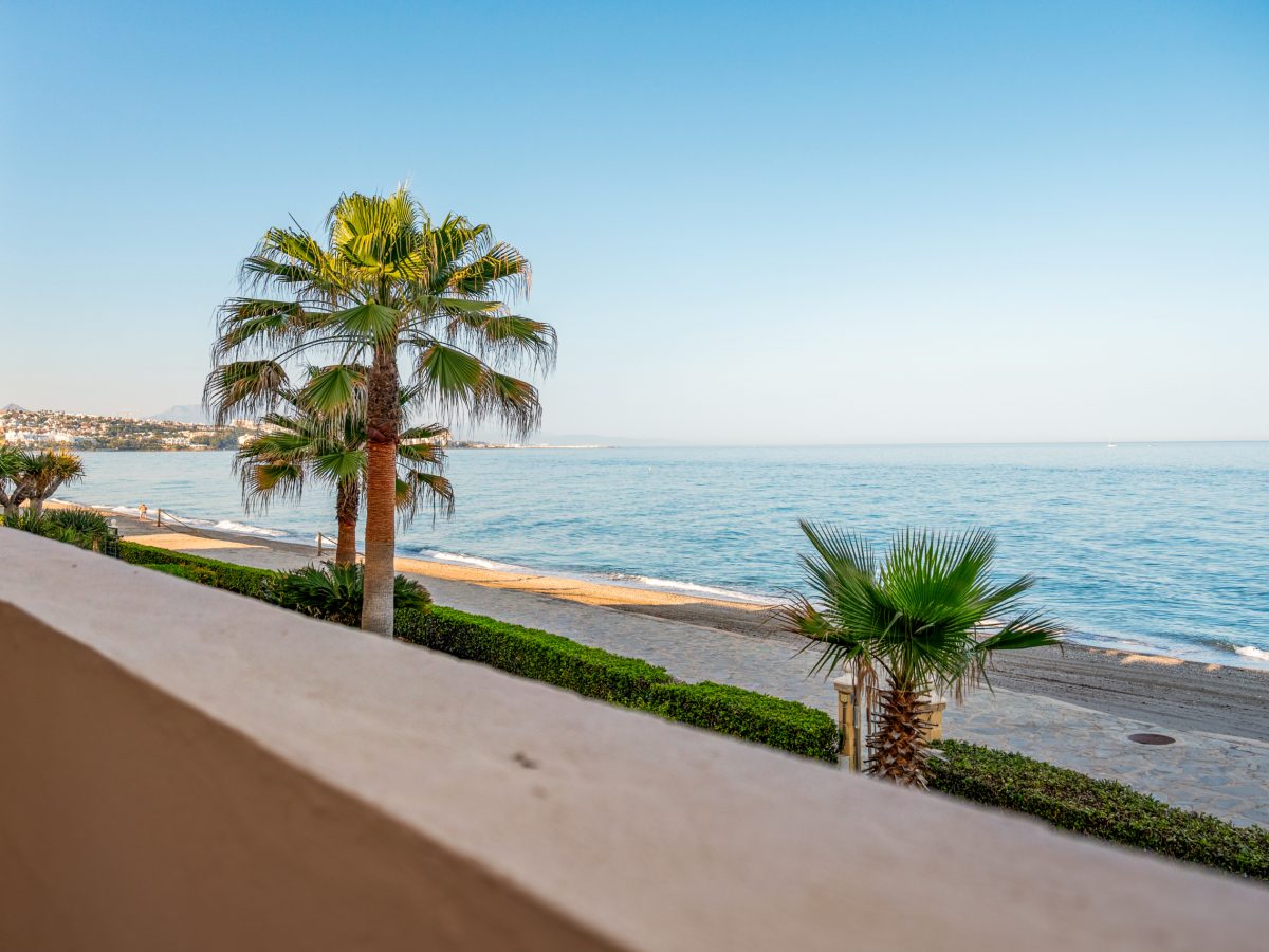 Sea view from Playa del Moral apartment balcony overlooking the Mediterranean coastline