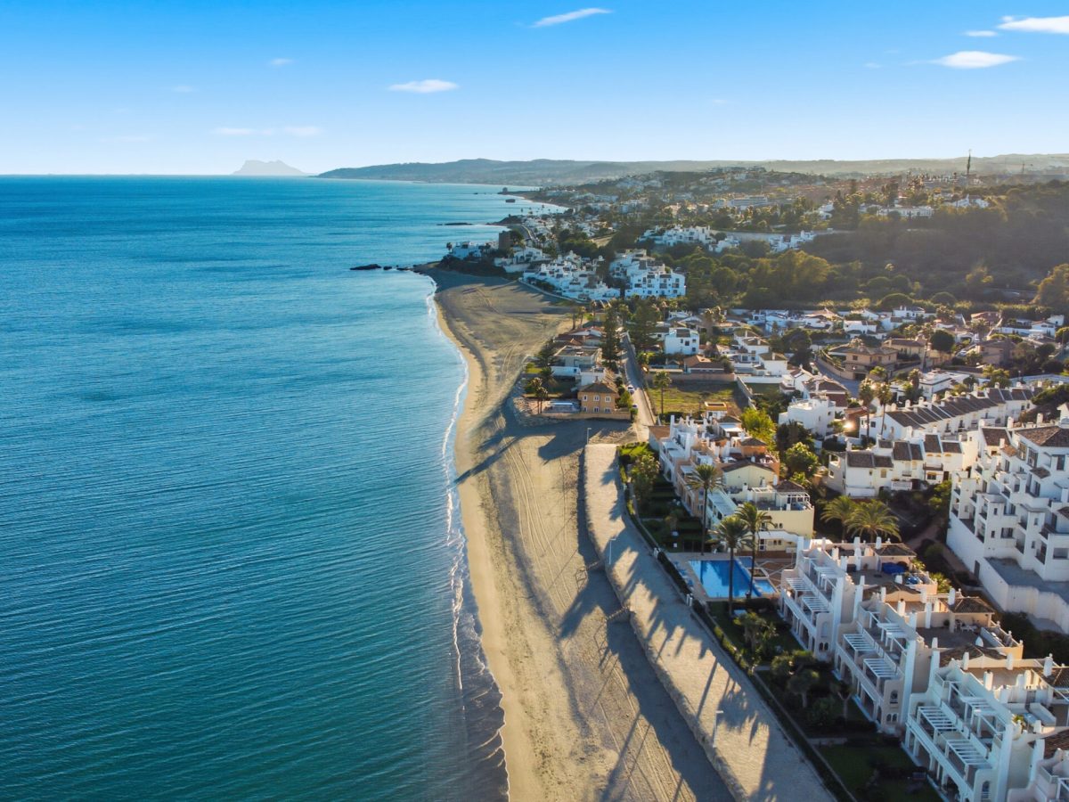 Aerial view of Estepona coastline near the beachfront apartment